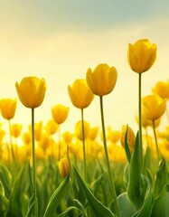 Obraz premium tulips on a warm abstract yellow background