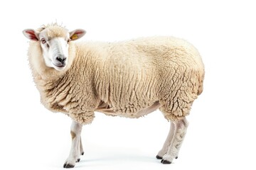 Detailed Color Picture of Sheep Isolated on White