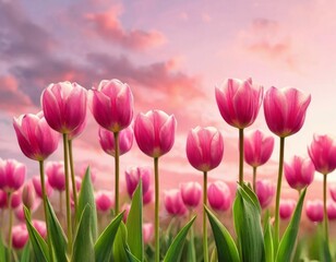 Naklejka premium tulips on a warm abstract pink background