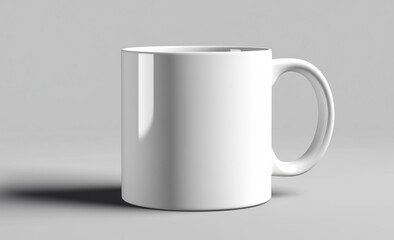 Obraz premium Minimalist white coffee mug with a simple handle.