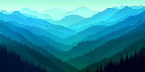 Obraz premium Blue Ridge Mountains, scenic vista, tranquil landscape, nature background, travel poster.