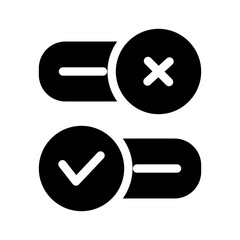 Obraz premium Minimalist toggle solid icon featuring a sleek, modern design. Perfect for user interface elements, navigation controls, and settings. Simple, versatile, and ideal for digital or web applications.