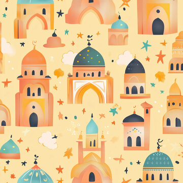 Ramadhan eid mubarak seamless pattern