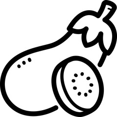 Eggplant doodle vector icon and illustration