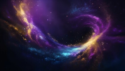 Cosmic Swirl: A Celestial Dance of Purple, Gold, and Blue Nebulae