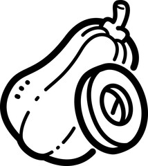 Butternut squash doodle vector icon and illustration