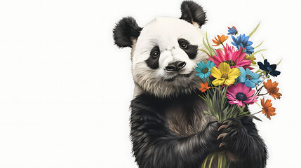 Obraz premium animals with blooming flowers