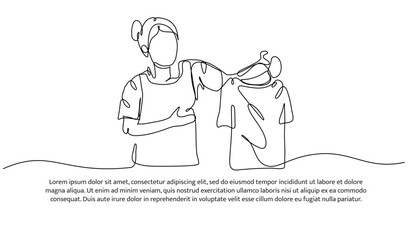 Continuous one line design of laundry model. Minimalist style vector illustration on white background.