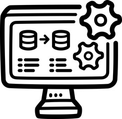 Information technology doodle vector icon and illustration