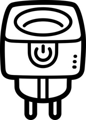 Smart plug doodle vector icon and illustration