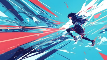 Cool anime-inspired illustration featuring speed lines and dynamic energy, evoking excitement and movement