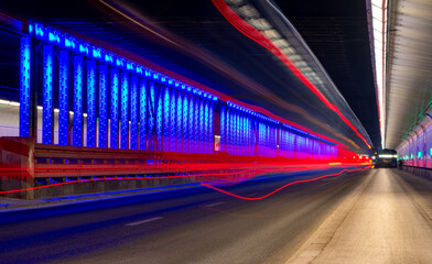 Road tunnel called “Paul-Heyse-Unterführung” under Munich Central Station (Bavaria, Germany)...