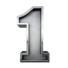 3D Silver Number 1 Isolated on White Background, Cut Out