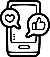 Social media doodle vector icon and illustration