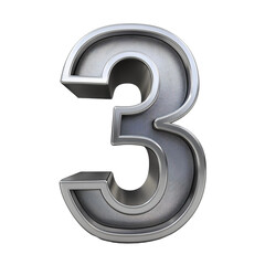 Fototapeta premium 3D Silver Number 3 Isolated on White Background, Cut Out