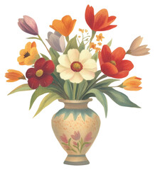 PNG Flower vase flowers illustration botanical.