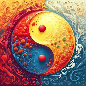Abstract Yin and Yang &ndash; Colorful Symbol of Balance and Harmony