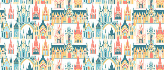 Obraz premium repeating pattern the most cathedral graphic outline