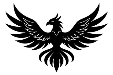 phoenix bird black silhouette vector, Simple silhouette Design vector icon with white background.