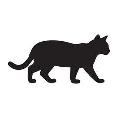 Obraz premium Black cat silhouette walking on white background