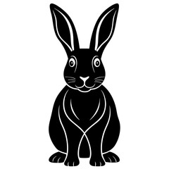 Rabbit black silhouette vector, Simple silhouette Design vector icon with white background
