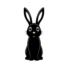 Rabbit black silhouette vector, Simple silhouette Design vector icon with white background