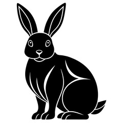 Rabbit black silhouette vector, Simple silhouette Design vector icon with white background