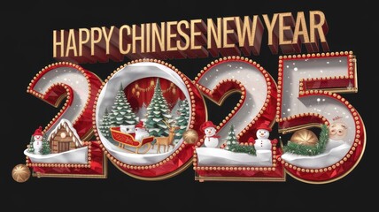 "Happy Chinese New Year 2025: Festive Snow Globe Celebration"