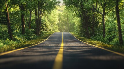 Fototapeta premium Road in the Green Mountains Forest in 16K Resolution