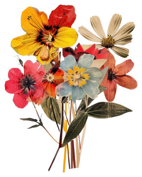 Fototapeta PNG Minimal flower shape collage cutouts art illustration arrangement.
