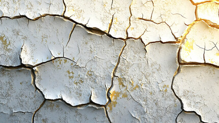 Cracked Paint Texture: White and Gold Abstract Background Illustration