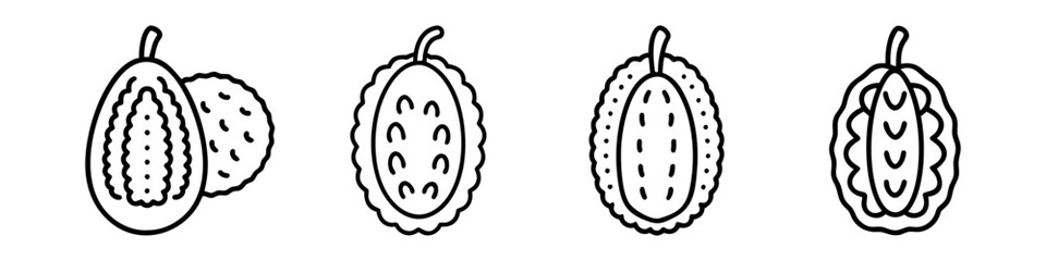 jackfruit icon, fruits line art, fruits icon - simple black line art icon of jackfruit perfect for logos, and fruits-themed designs.