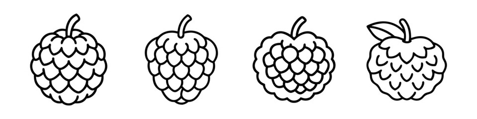 custard apple icon, fruits line art, fruits icon - simple black line art icon of custard apple perfect for logos, and fruits-themed designs.