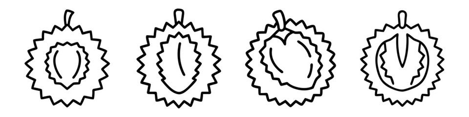 durian icon, fruits line art, fruits icon - simple black line art icon of durian perfect for logos, and fruits-themed designs.