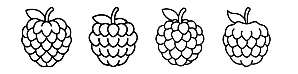 sugar apple icon, fruits line art, fruits icon - simple black line art icon of sugar apple perfect for logos, and fruits-themed designs.