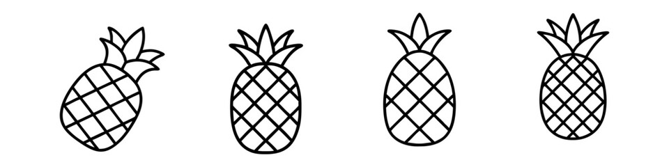 pineapple icon, fruits line art, fruits icon - simple black line art icon of pineapple perfect for logos, and fruits-themed designs.