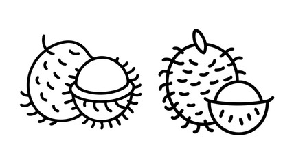 rambutan icon, fruits line art, fruits icon - simple black line art icon of rambutan perfect for logos, and fruits-themed designs.