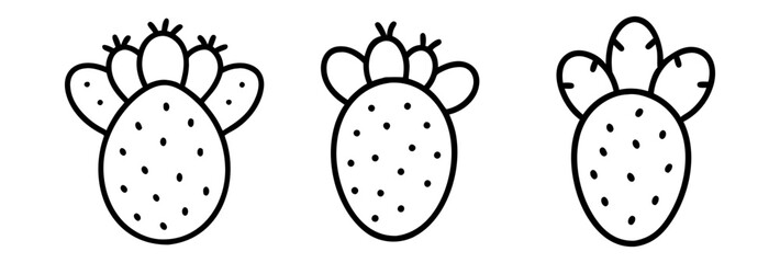 cactus pear icon, fruits line art, fruits icon - simple black line art icon of cactus pear perfect for logos, and fruits-themed designs.