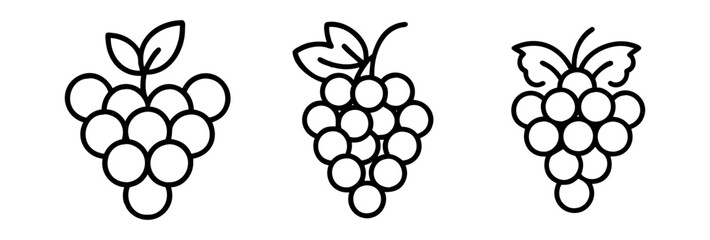 grape icon, fruits line art, fruits icon - simple black line art icon of grape perfect for logos, and fruits-themed designs.