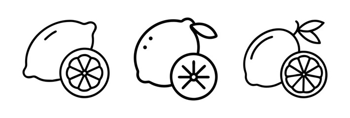 lemon icon, fruits line art, fruits icon - simple black line art icon of lemon perfect for logos, and fruits-themed designs.