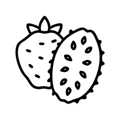 soursop icon, fruits line art, fruits icon - simple black line art icon of soursop perfect for logos, and fruits-themed designs.
