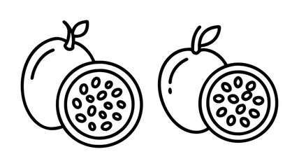 passion icon, fruits line art, fruits icon - simple black line art icon of passion perfect for logos, and fruits-themed designs.