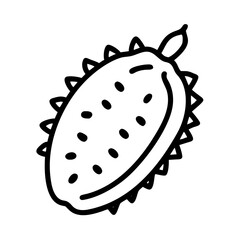 soursop icon, fruits line art, fruits icon - simple black line art icon of soursop perfect for logos, and fruits-themed designs.