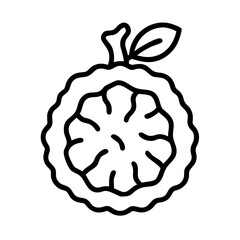 kaffir lime icon, fruits line art, fruits icon - simple black line art icon of kaffir lime perfect for logos, and fruits-themed designs.
