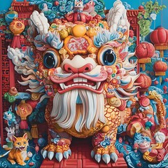 Vibrant Zodiac Animal Surrounded by Festive Chinese New Year