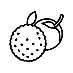 lychee icon, fruits line art, fruits icon - simple black line art icon of lychee perfect for logos, and fruits-themed designs.