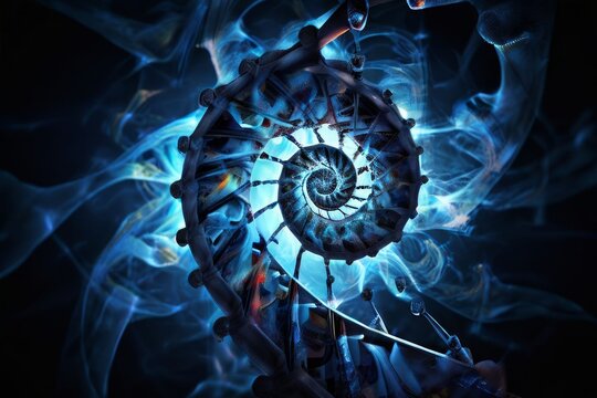 dna like spiral of memories unwinding from the mind