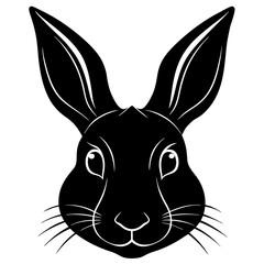Rabbit head black silhouette vector, Simple silhouette Design vector icon with white background