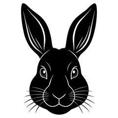 Rabbit head black silhouette vector, Simple silhouette Design vector icon with white background