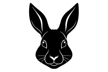 Rabbit head black silhouette vector, Simple silhouette Design vector icon with white background